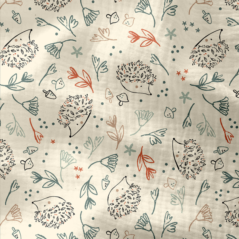 Printed Double Gauze PIKPOK Ecru / Gray